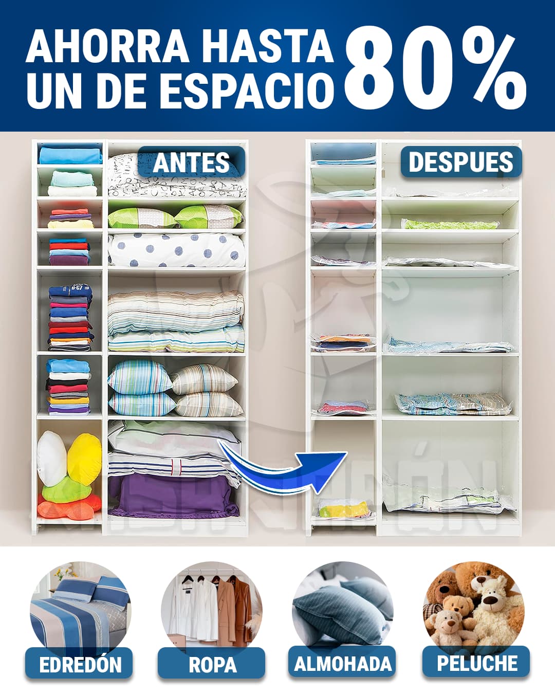 Pack Bolsas al Vacio  🏠 ( Compresor Electrico + Bomba Manual)  + REGALO🎁💯 Medida 60x80(Ropa, Pantalon🧳) y 70x100(Edredones🛌)